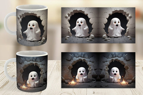 Mug Wrap 3D Ghost From Crack Hole Sublimation artnoy 
