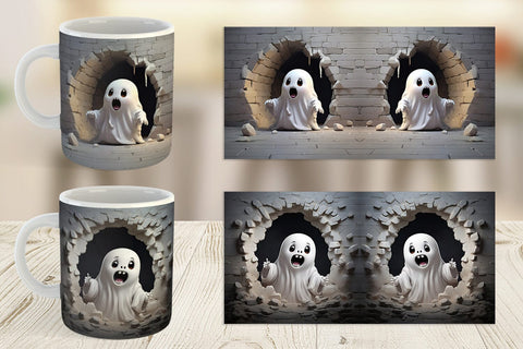 Mug Wrap 3D Ghost From Crack Hole Sublimation artnoy 