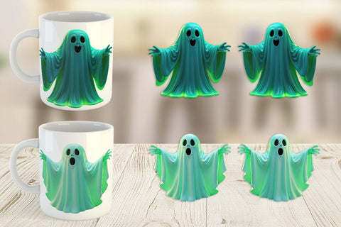 Mug Wrap 3D Ghost Green Sublimation artnoy 