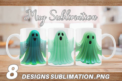 Mug Wrap 3D Ghost Green Sublimation artnoy 