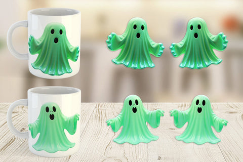 Mug Wrap 3D Ghost Green Sublimation artnoy 