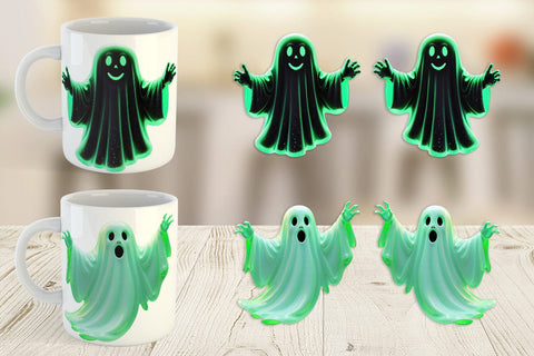 Mug Wrap 3D Ghost Green Sublimation artnoy 