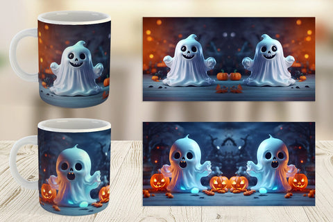 Mug Wrap 3D Ghost Halloween Sublimation artnoy 