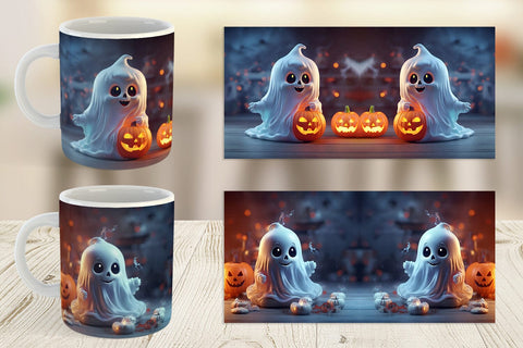Mug Wrap 3D Ghost Halloween Sublimation artnoy 
