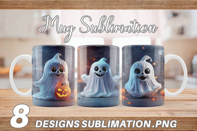Mug Wrap 3D Ghost Halloween Sublimation artnoy 