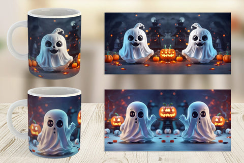 Mug Wrap 3D Ghost Halloween Sublimation artnoy 