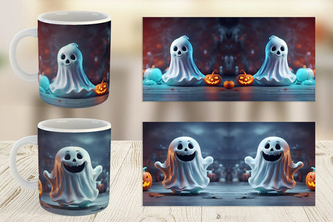 Mug Wrap 3D Ghost Halloween Sublimation artnoy 