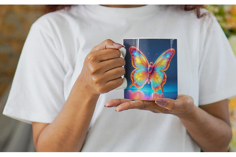 Mug Wrap 3D Glowing Butterfly Sublimation artnoy 