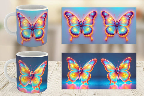 Mug Wrap 3D Glowing Butterfly Sublimation artnoy 