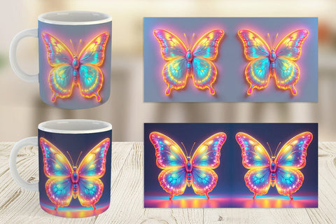 Mug Wrap 3D Glowing Butterfly Sublimation artnoy 