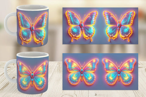 Mug Wrap 3D Glowing Butterfly Sublimation artnoy 