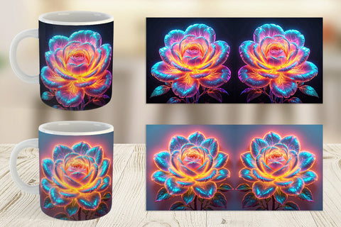 Mug Wrap 3D Glowing Flower Sublimation artnoy 