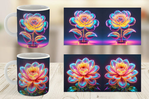 Mug Wrap 3D Glowing Flower Sublimation artnoy 