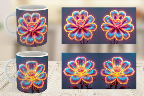Mug Wrap 3D Glowing Flower Sublimation artnoy 