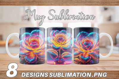 Mug Wrap 3D Glowing Flower Sublimation artnoy 