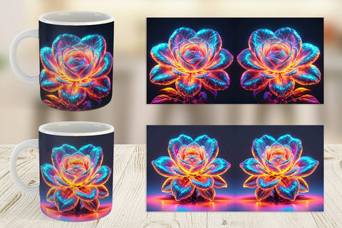Mug Wrap 3D Glowing Flower Sublimation artnoy 