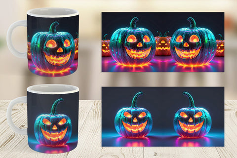 Mug Wrap 3D Glowing Jack O Lantern Sublimation artnoy 