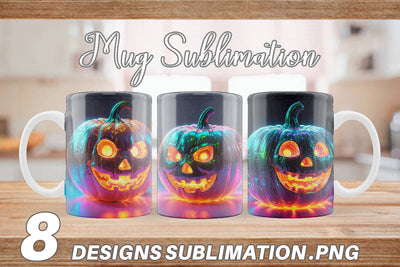 Mug Wrap 3D Glowing Jack O Lantern Sublimation artnoy 