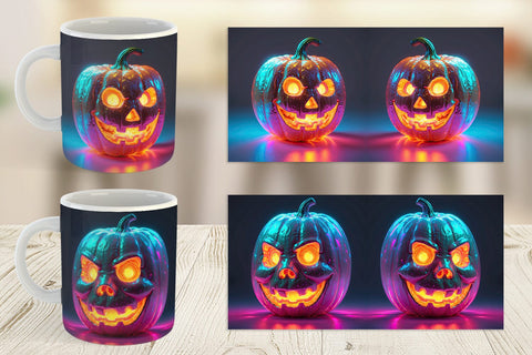 Mug Wrap 3D Glowing Jack O Lantern Sublimation artnoy 