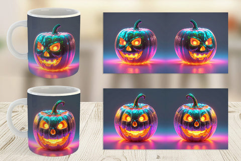 Mug Wrap 3D Glowing Jack O Lantern Sublimation artnoy 