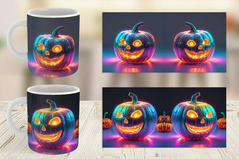 Mug Wrap 3D Glowing Jack O Lantern Sublimation artnoy 