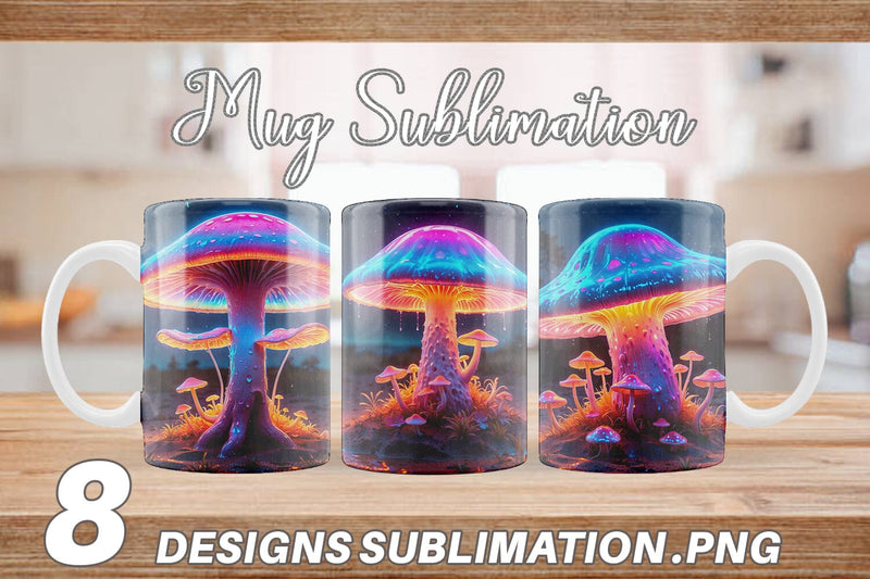 Mug Wrap 3D Glowing Mushroom Sublimation artnoy 