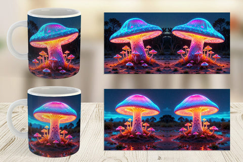 Mug Wrap 3D Glowing Mushroom Sublimation artnoy 
