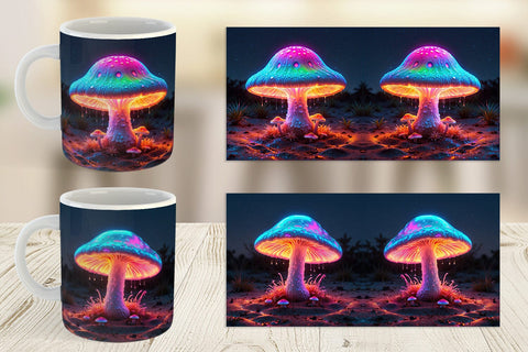Mug Wrap 3D Glowing Mushroom Sublimation artnoy 