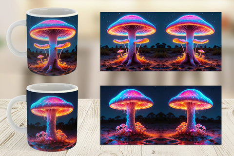 Mug Wrap 3D Glowing Mushroom Sublimation artnoy 