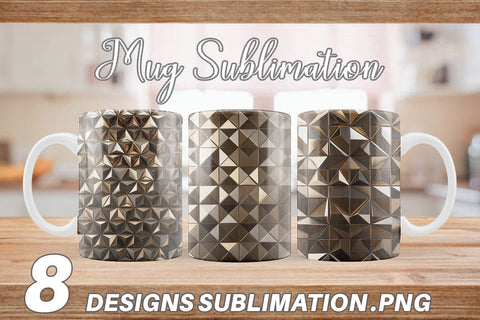 Mug Wrap 3D Gold Polygonal Sublimation artnoy 