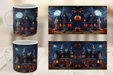 Mug Wrap 3D Haunted House Sublimation artnoy 