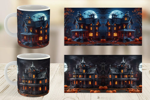 Mug Wrap 3D Haunted House Sublimation artnoy 