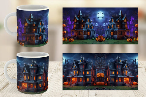 Mug Wrap 3D Haunted House Sublimation artnoy 