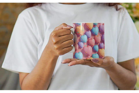 Mug Wrap 3D Hearts Pastel Colorful Sublimation artnoy 