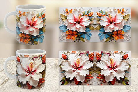 Mug Wrap 3D Hibiscus Flower Sublimation artnoy 