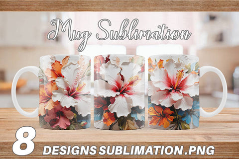 Mug Wrap 3D Hibiscus Flower Sublimation artnoy 