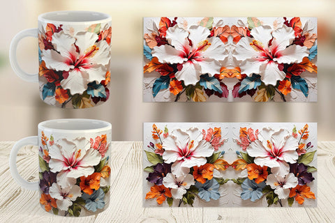 Mug Wrap 3D Hibiscus Flower Sublimation artnoy 