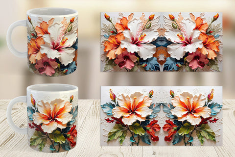 Mug Wrap 3D Hibiscus Flower Sublimation artnoy 