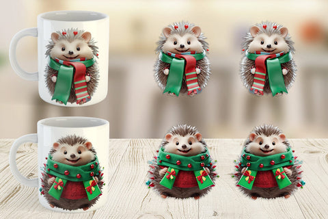 Mug Wrap 3D Holiday Hedgehog Sublimation artnoy 