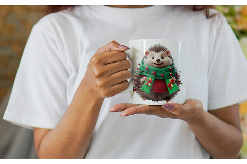 Mug Wrap 3D Holiday Hedgehog Sublimation artnoy 