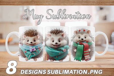 Mug Wrap 3D Holiday Hedgehog Sublimation artnoy 