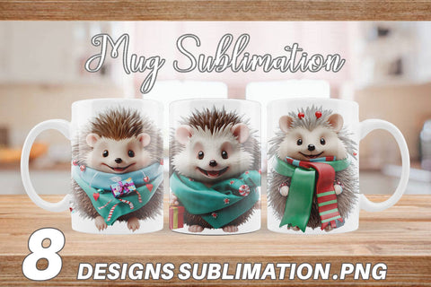 Mug Wrap 3D Holiday Hedgehog Sublimation artnoy 