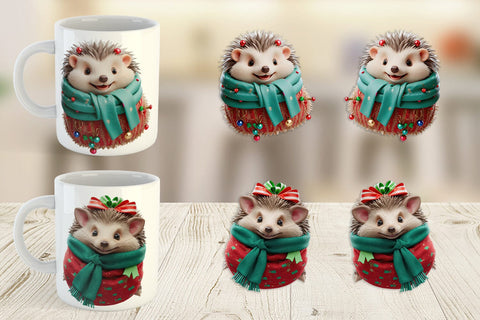 Mug Wrap 3D Holiday Hedgehog Sublimation artnoy 