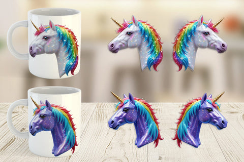 Mug Wrap 3D Holiday Unicorn Sublimation artnoy 