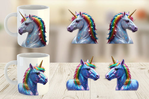 Mug Wrap 3D Holiday Unicorn Sublimation artnoy 