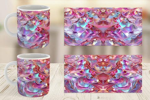Mug Wrap 3D Holographic Pink Liquid Sublimation artnoy 
