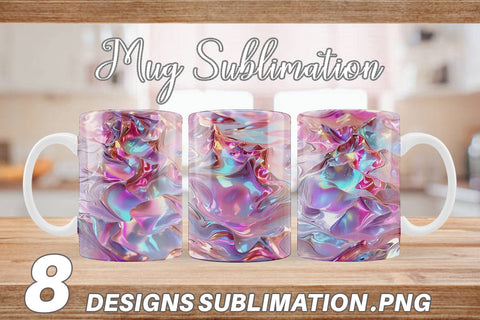 Mug Wrap 3D Holographic Pink Liquid Sublimation artnoy 