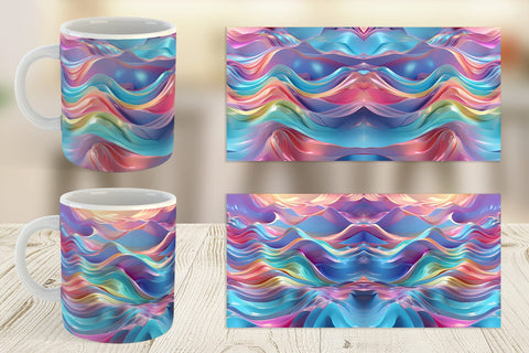Mug Wrap 3D Holographic Wave Sublimation artnoy 