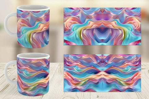 Mug Wrap 3D Holographic Wave Sublimation artnoy 
