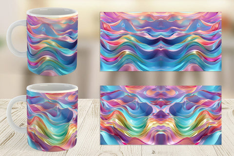 Mug Wrap 3D Holographic Wave Sublimation artnoy 